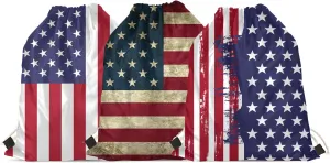 GLENLCWE American Flag Print Drawstring Bag for Men Women Children Backpack Gym Bag Patriotic Backpack Set of 3