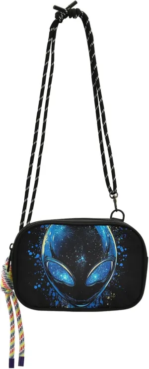 Glittering Aliens Black Cross Body Purse for Womens Beauty with Adjustable Strap Small Shoulder Bags For Hiking Traveling