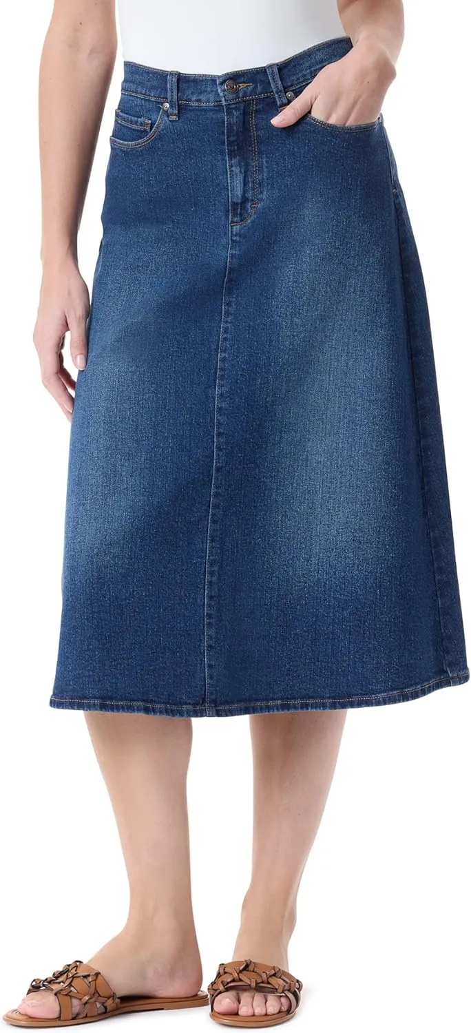 Gloria Vanderbilt Women's High Waist 5-Pocket Zip Front Skirt Standard