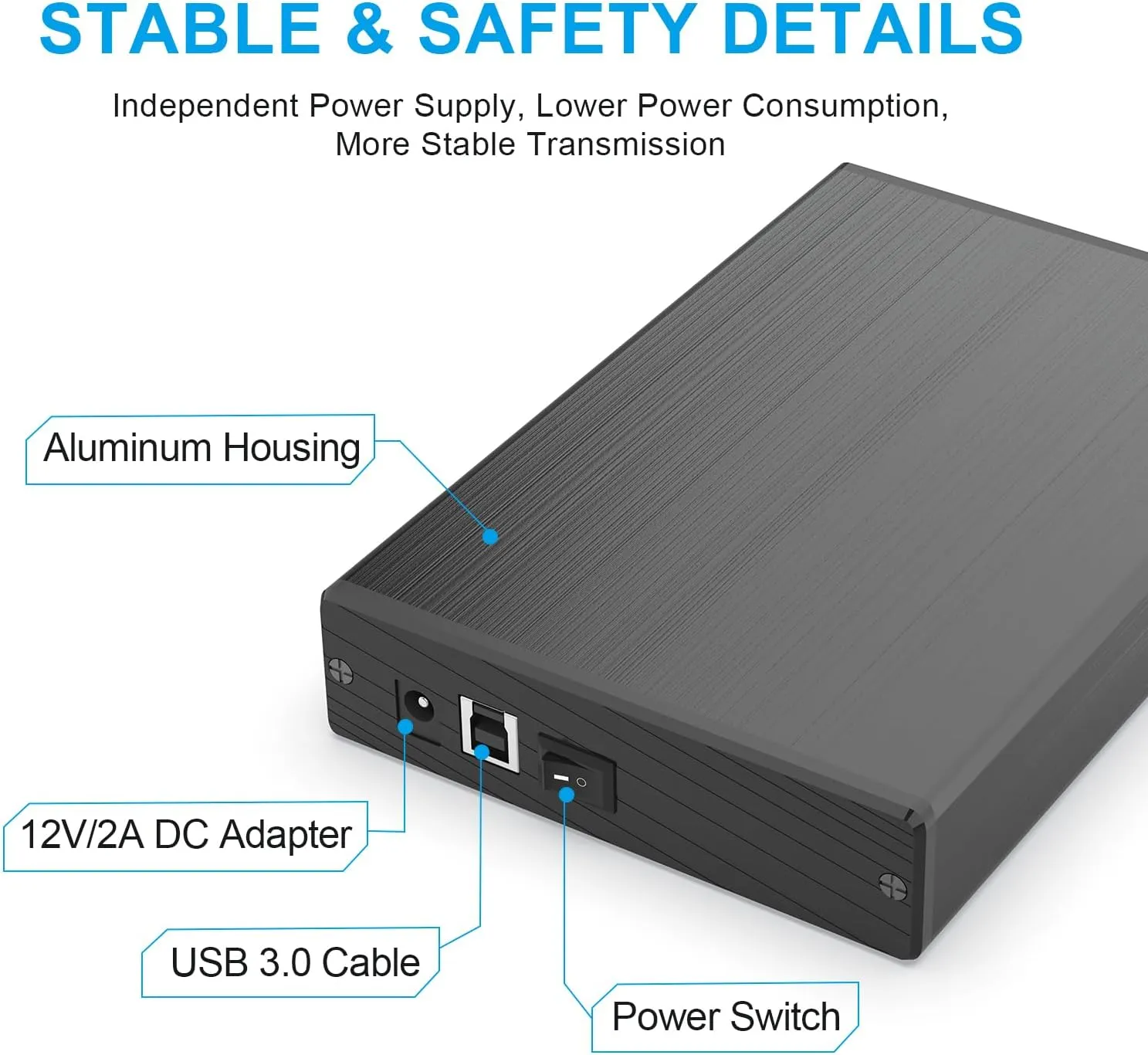 GODO USB 3.0 to 3.5 Inch Hard Drive Enclosure, Vertical External Hard Drive Docking with Stand for 3.5 inch SATA HDD SSD, Aluminum Alloy Drive Case Support Up to 18TB with UASP,Power Adapter