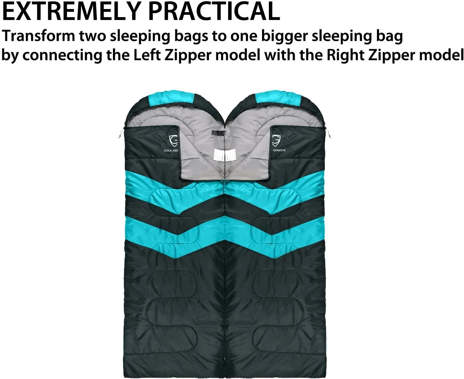 Gold Armour Sleeping Bags for Adults Cold Weather & Warm - Backpacking Camping Sleeping Bag for Kids 10-12, Girls, Boys - Lightweight Compact Camping Essentials Gear Accessories, Right Zipper