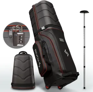 Golf Travel Bag with Wheels – Durable Golf Club Case w/ABS Top Shell, TSA Padlock, Interior Cushion & Support Rod – Golf Bag for Men, Airline Travel