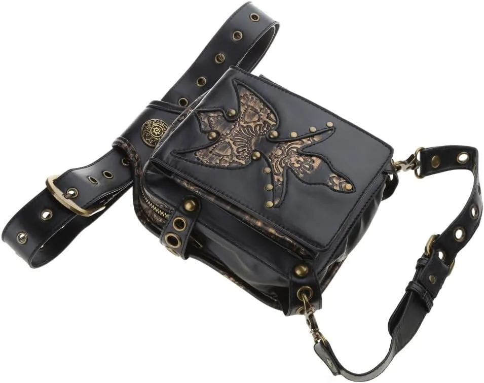 Gothic Waist Bag Fanny Pack Leather Steampunk Leg Bag Crossbody Shoulder Bags
