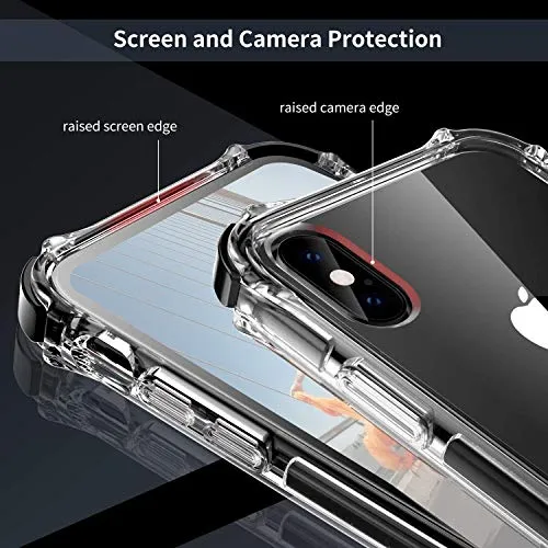 GPFILE Clear iPhone Xs Case, iPhone X/XS Protective Case Cover [4 Reinforced Corners] Shockproof Case with Air Cushion Bumper for iPhone X/XS 5.8" 2018 Clear-Black