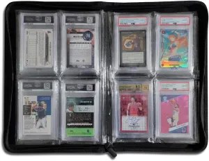 Graded Card Binder | 4 Pocket Slab Binder | 24 Total Pockets | Standard Graded Cards | PSA BGS SGC | Black