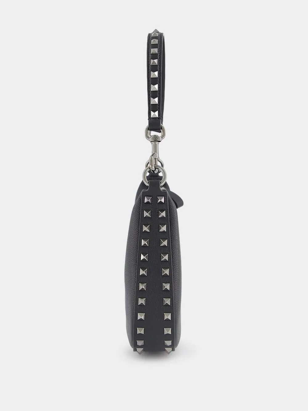 Grain Leather Small Hobo Rockstud Bag