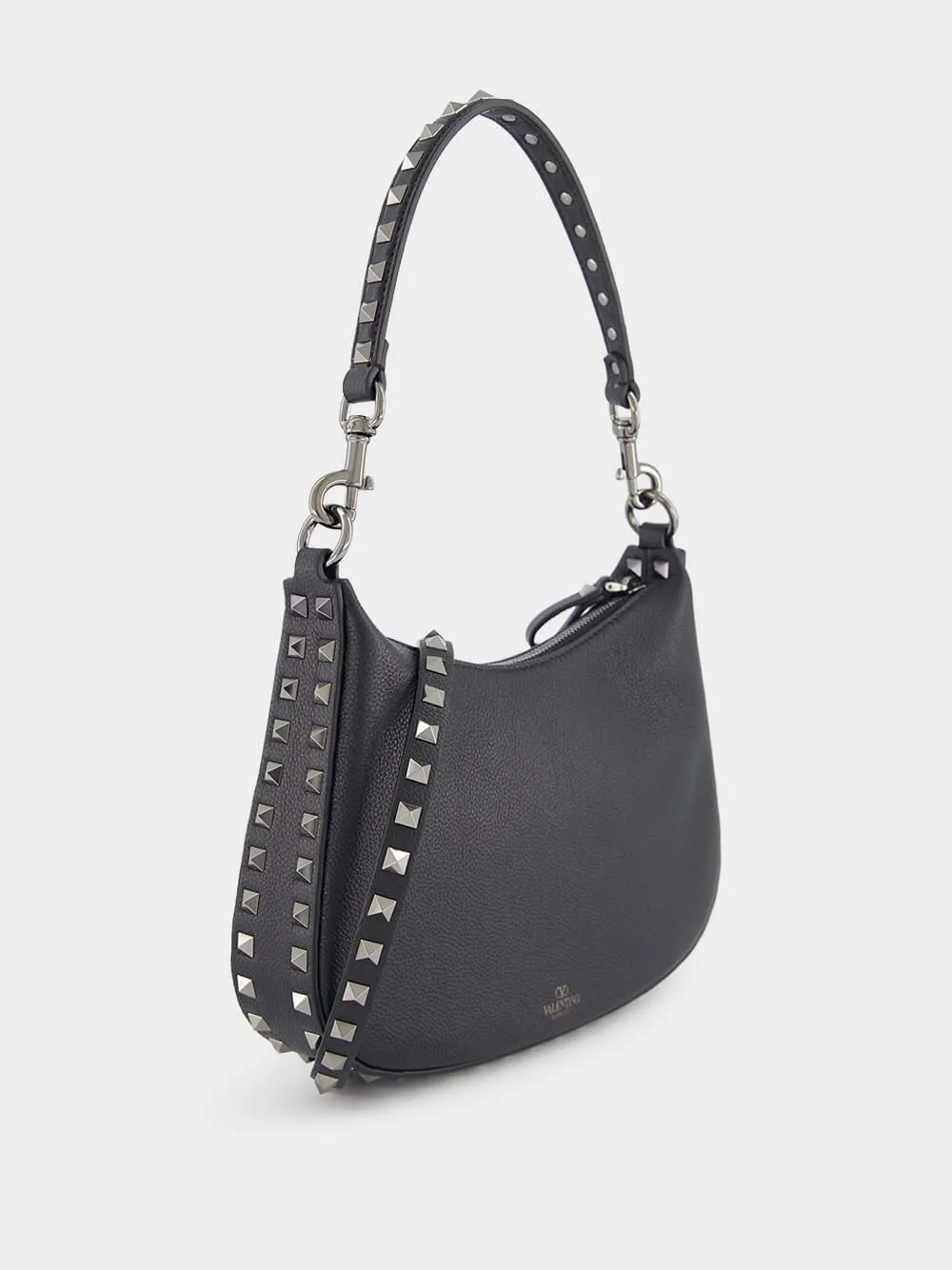 Grain Leather Small Hobo Rockstud Bag