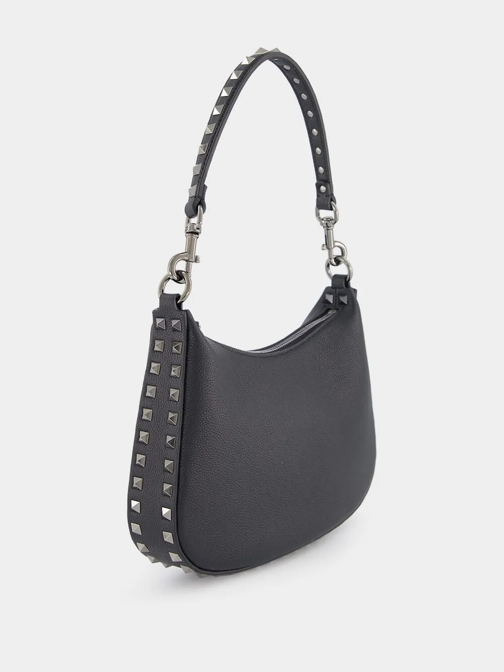 Grain Leather Small Hobo Rockstud Bag
