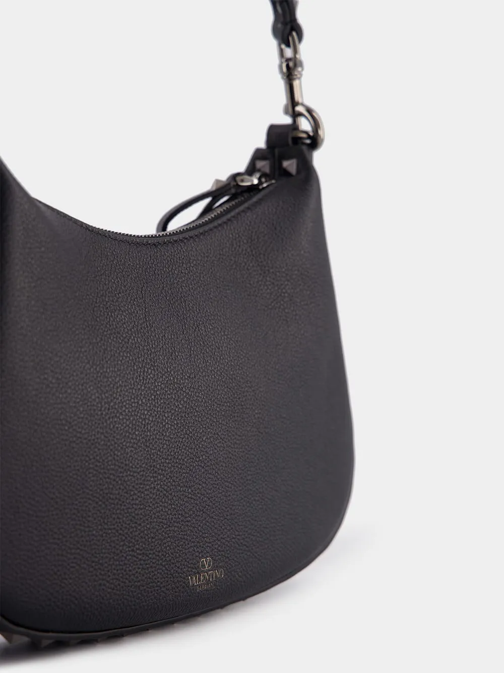 Grain Leather Small Hobo Rockstud Bag