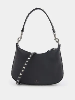 Grain Leather Small Hobo Rockstud Bag