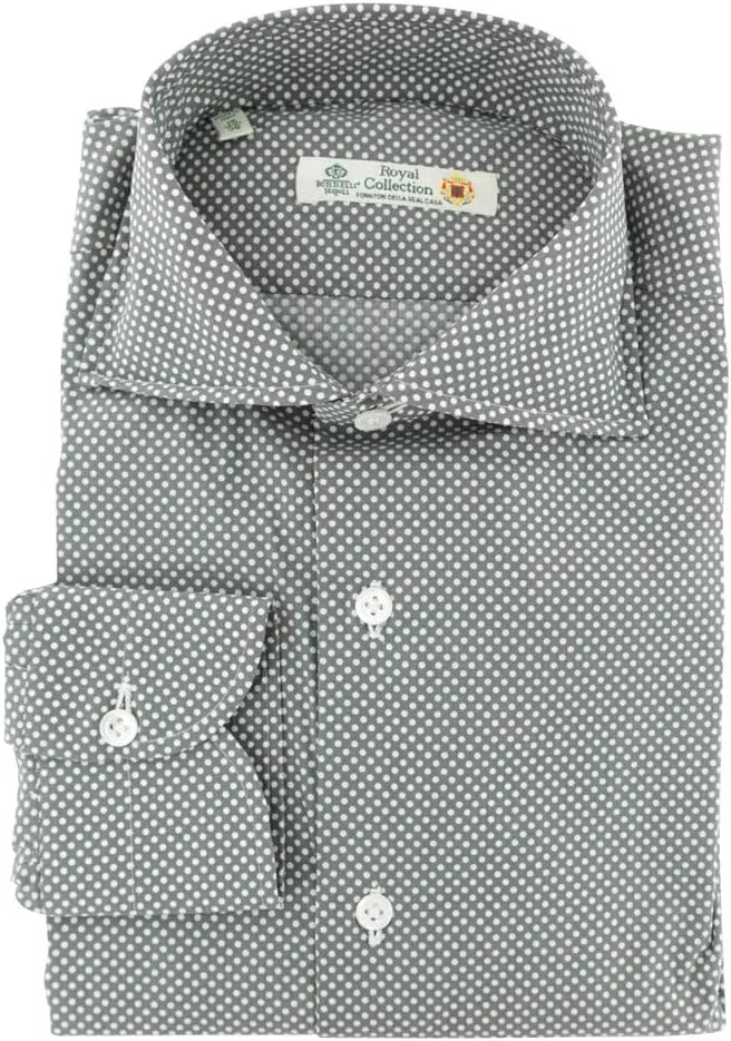 Green Polka Dots Button Down Spread Collar Cotton Blend Slim Fit Dress Shirt, Size Small 15