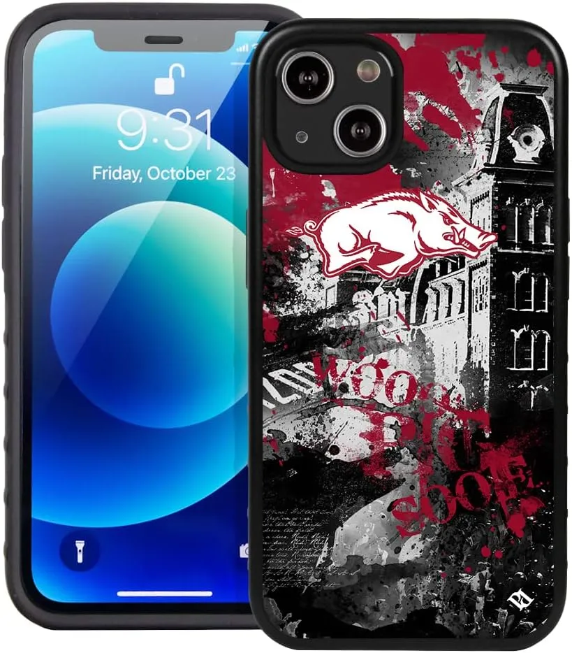 Guard Dog Case Compatible with iPhone 14 - Military Grade - Rugged Two Piece Protection - Collegiate Licensed - Arkansas Razorbacks - by Paulson Designs