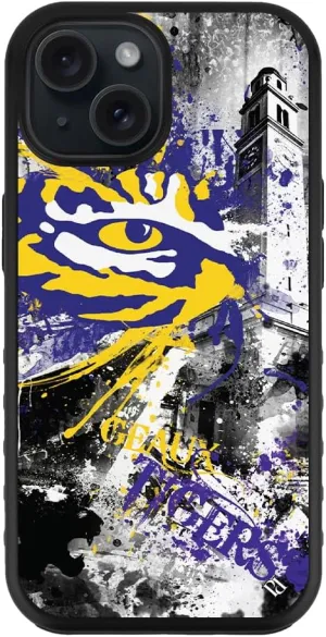 Guard Dog Case Compatible with iPhone 15 Plus - Compatible with MagSafe - Military Grade - Rugged Two Piece Protection - Collegiate Licensed - LSU Tigers - by Paulson Designs