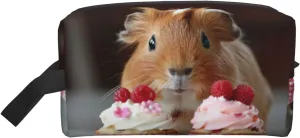 Guinea Pigs and Cupcakes Print Storage Bags Travel Cosmetic Organizer Bag Large Capacity Zippered Storage Pouch