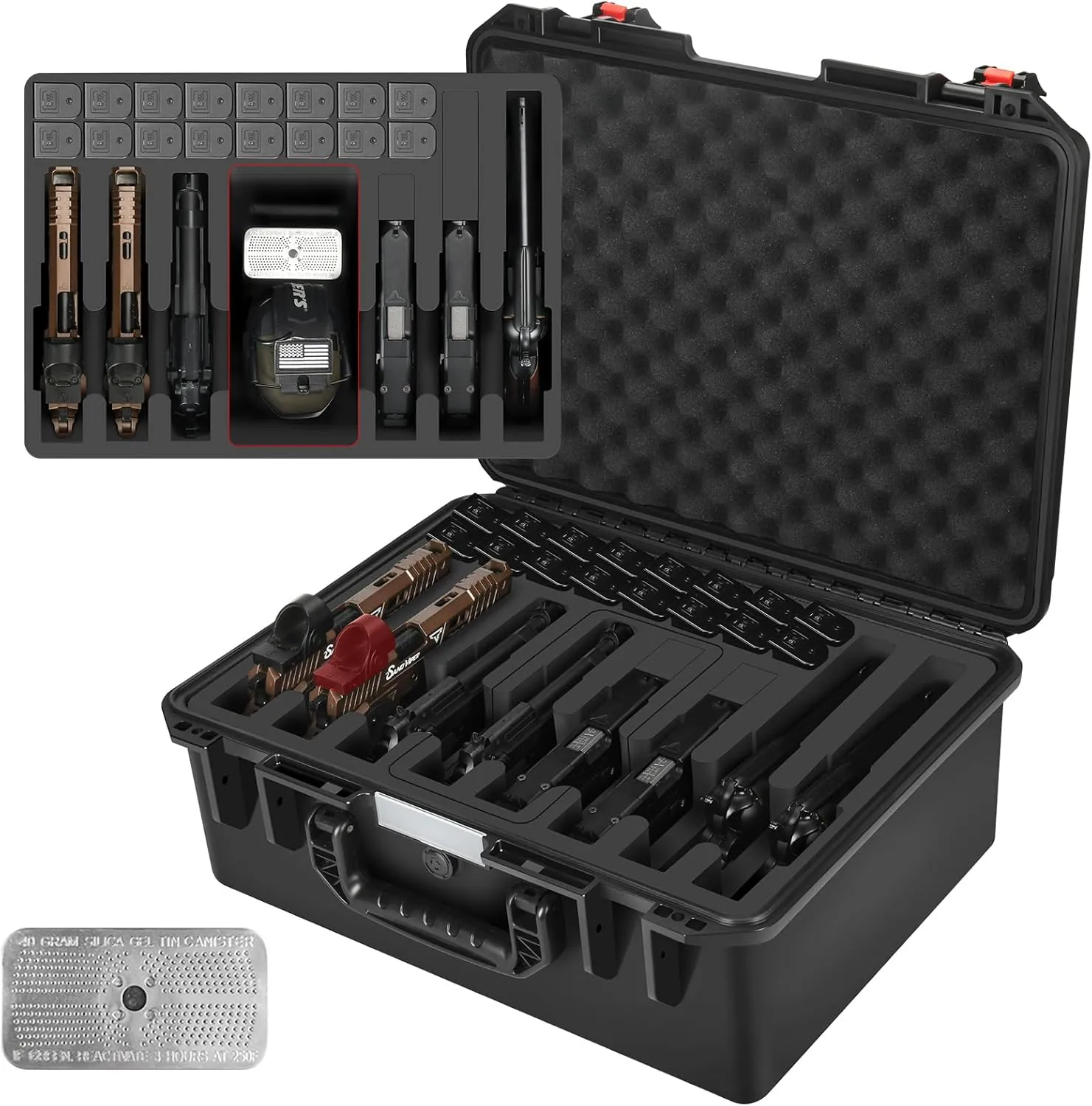 Gun Pistol Case for Mutil Handguns - Holds Multiple Hand Guns Case & Magazines, Pre-cut Waterproof TSA Carrying Case for Pistols, Storage Box for Beretta, for Smith and Wesson, for Glock, for Revolver
