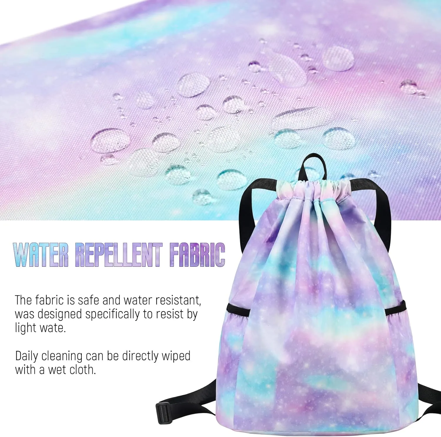Gym Bag for Girls, Drawstring Sports Bag Lgihtweight Large Travel Coconut Tree Purple