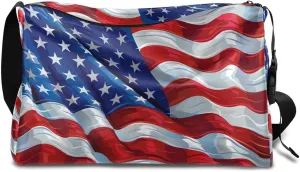 Gym Bags for Men 14.8 Inch Lightweight Carry On Bags for Airplanes Waterproof Duffle Bag for Travel, America Patriotic Stars Patterns