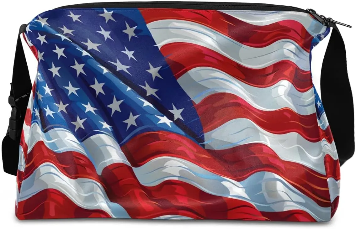 Gym Bags for Men 14.8 Inch Lightweight Carry On Bags for Airplanes Waterproof Duffle Bag for Travel, America Patriotic Stars Patterns