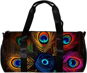 Gym Bags for Men,Travel Duffel Bags for Women,Black Wood Peacock Flower,Workout Bag, 17.7x9x9 in, Y9lj7jykyoef, Ch0p2esjzzqp