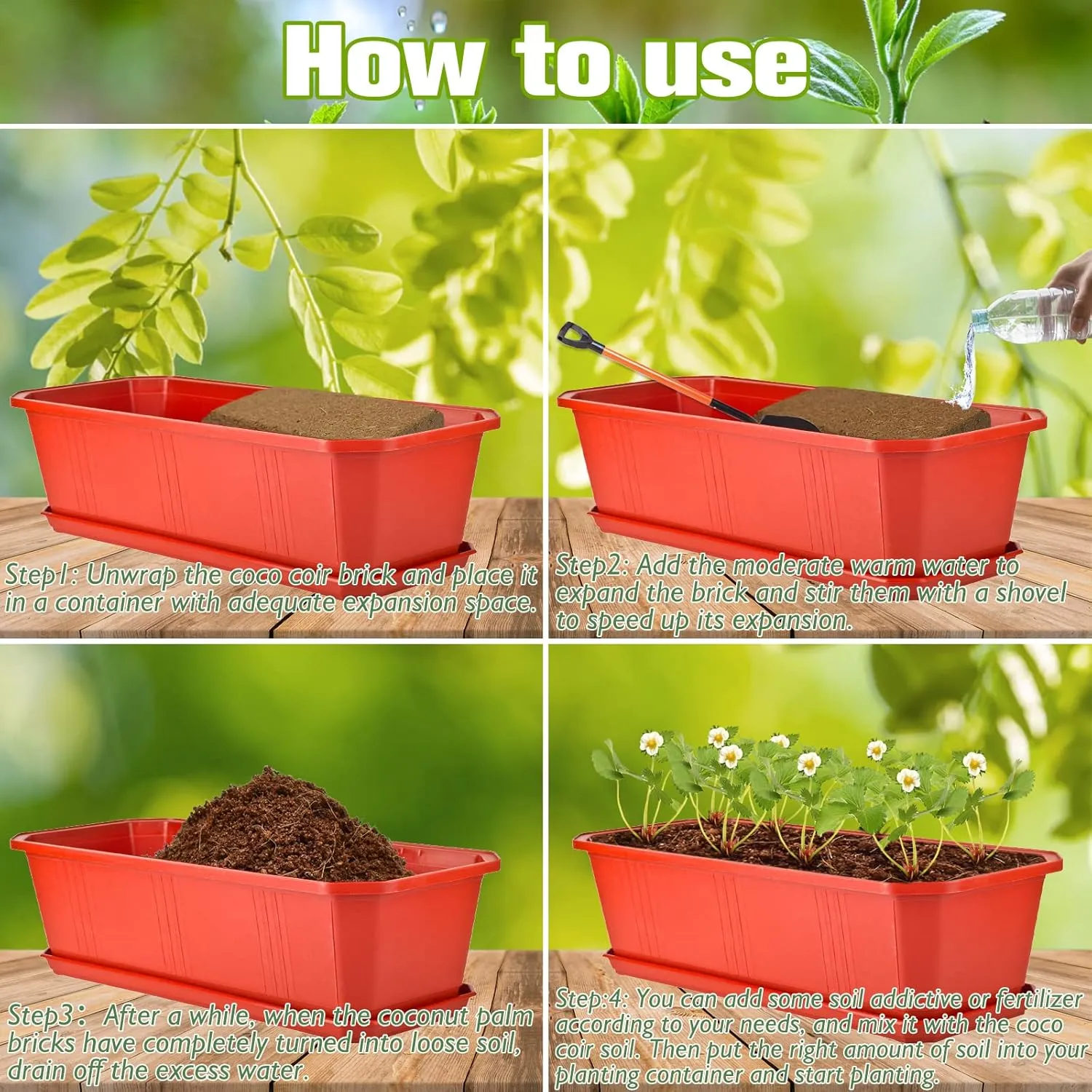 Halatool 6PCS Organic Coconut Coir Bricks Compressed Coco Coir Brick Nutrient Garden Soil with Low EC & pH Balance Premium Starting Soil Coconut Fiber Substrate for Plants Flowers Reptiles