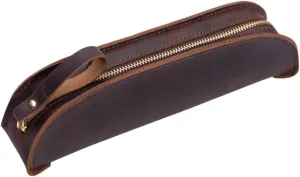Hand Stitched Leather Pen Pouch Pencil Bag Fountain Pen Case for Office College and Travel