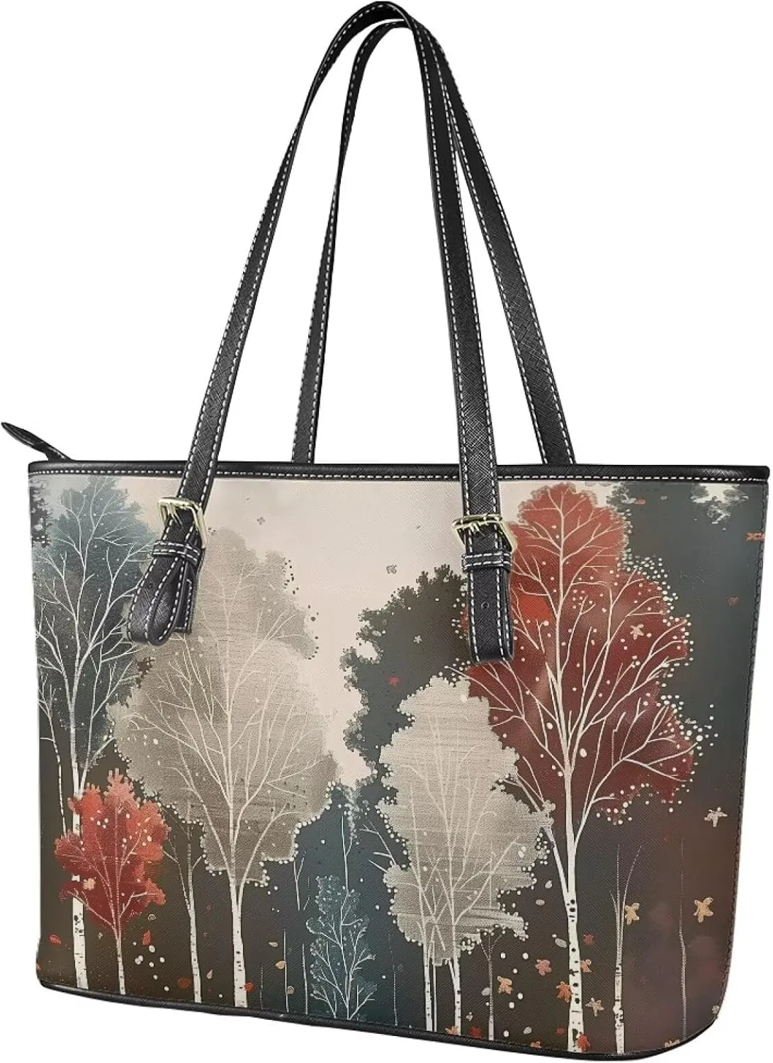 Handbag for Women PU Leather Tote Bag, French Countryside Style Zipper Large Shoulder Bag for Work, Travel,Shopping