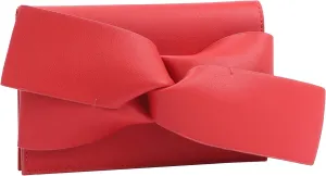 Handbag Republic Women Purse Vegan PU Leather Fashion Evening Clutch Bag Messenger Style With Cute Bow Tie (Red)