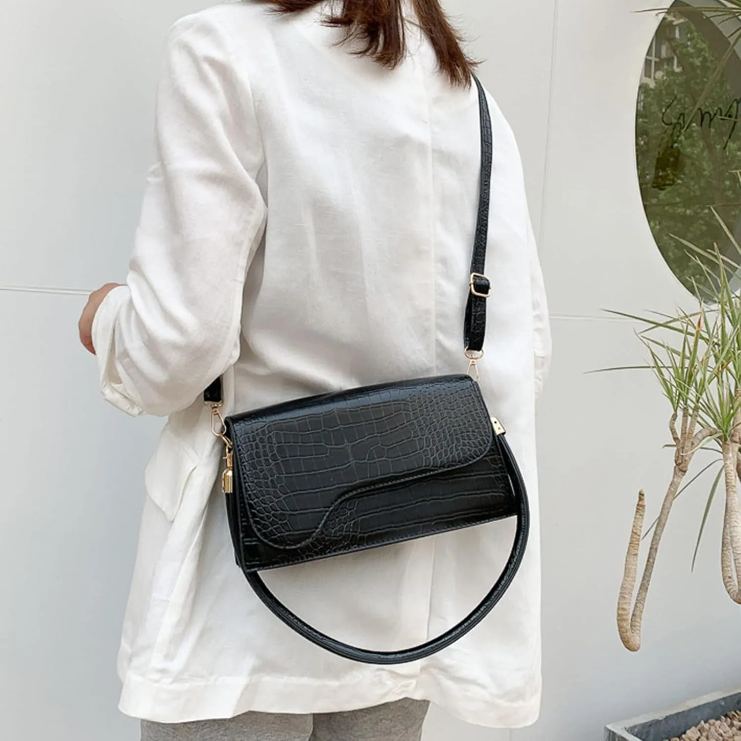Handbags For Women Shoulder Bag Flap Alligator Grid Pu Leather Crossbody Bags Fashion Lady Messenger Bags
