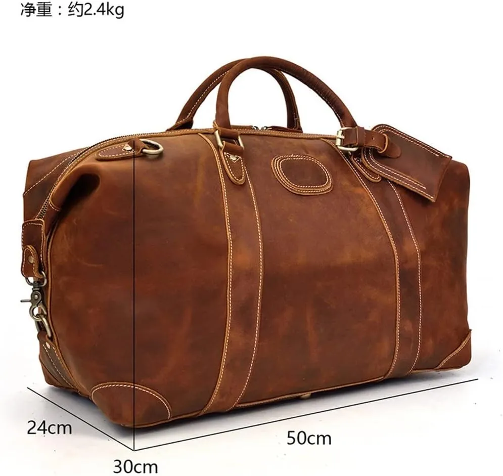 Handmade Retro Business Large-Capacity Handbag Business Travel Bag Luggage Bag Men(D)