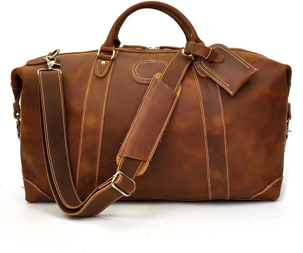 Handmade Retro Business Large-Capacity Handbag Business Travel Bag Luggage Bag Men(D)