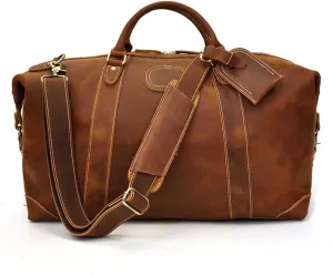 Handmade Retro Business Large-Capacity Handbag Business Travel Bag Luggage Bag Men(D)