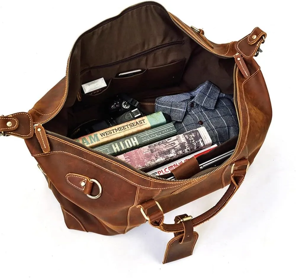 Handmade Retro Business Large-Capacity Handbag Business Travel Bag Luggage Bag Men(D)