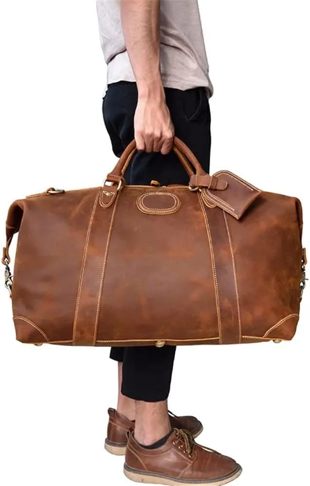 Handmade Retro Business Large-Capacity Handbag Business Travel Bag Luggage Bag Men(D)