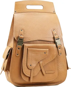 Handmade World Full Grain 18 Inch Leather Laptop Large Backpack Casual Bookbag Daypack Camping Travel Rucksack Knapsack