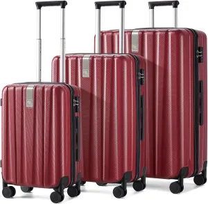 Hanke 20 Inch Carry On Luggage 22x14x9 Airline Approved Lightweight PC Hard Shell Suitcases with Wheels Travel Luggage Rolling Suitcase Travel Luggage Bag Christmas Gifts for Birthday （Burgundy）