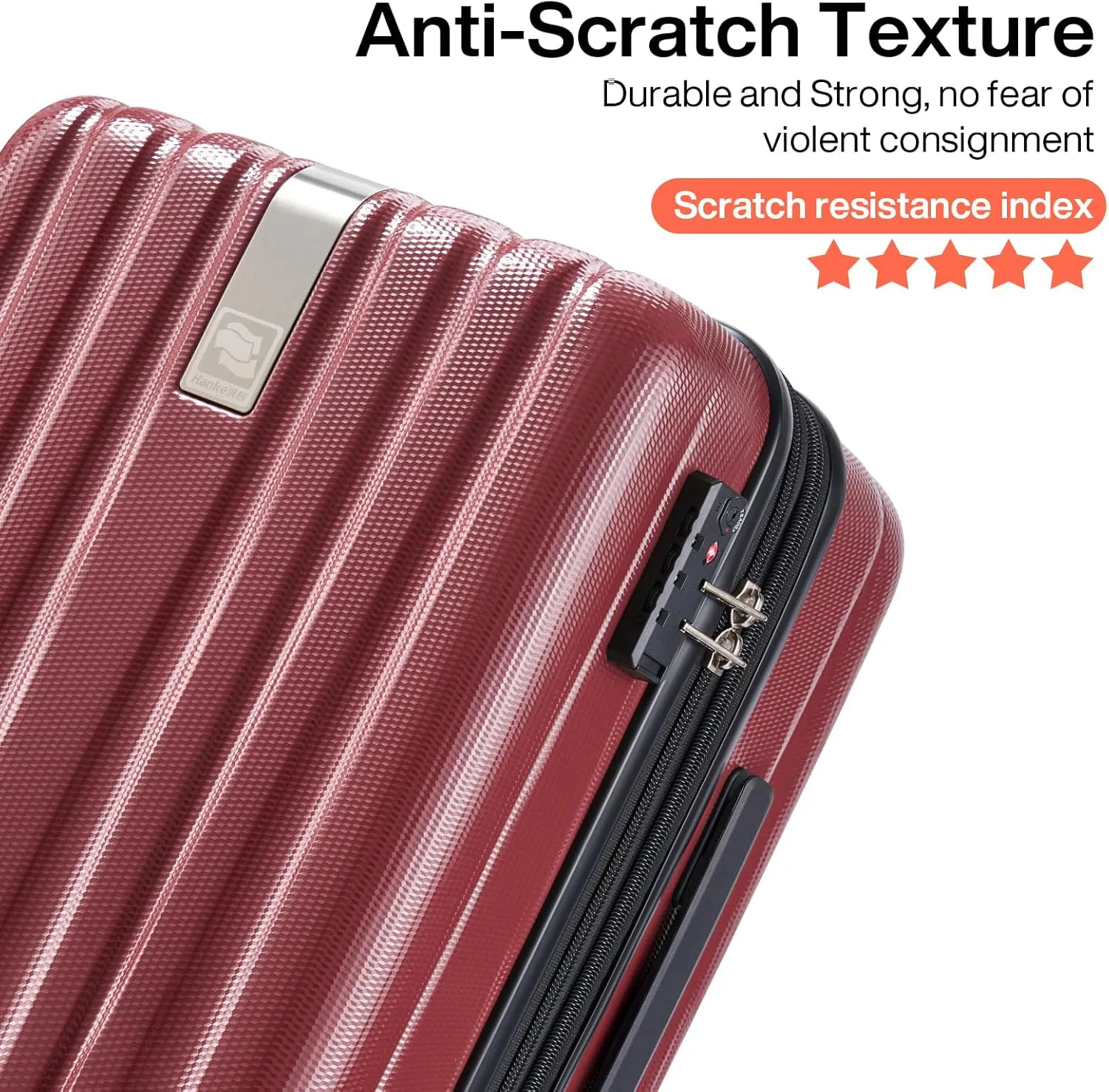 Hanke 20 Inch Carry On Luggage 22x14x9 Airline Approved Lightweight PC Hard Shell Suitcases with Wheels Travel Luggage Rolling Suitcase Travel Luggage Bag Christmas Gifts for Birthday （Burgundy）