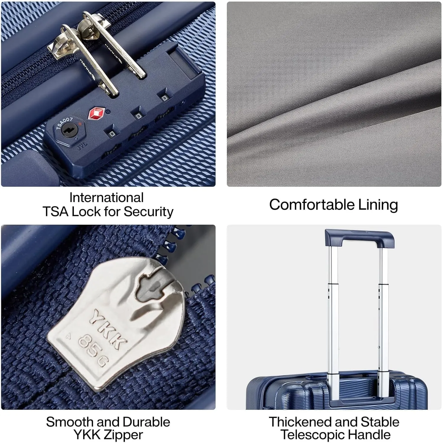Hanke 20 Inch Carry On Luggage 22x14x9 Airline Approved Lightweight PC Hard Shell Suitcases with Wheels Travel Luggage Rolling Suitcase Travel Luggage Bag for Weekender(Dark Blue)