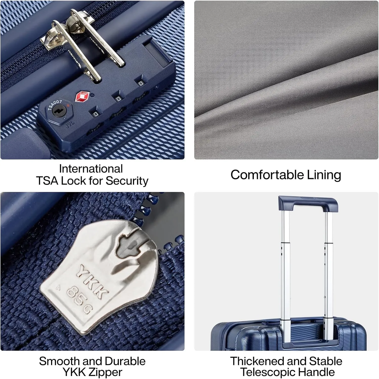 Hanke 20 Inch Carry On Luggage 22x14x9 Airline Approved Lightweight PC Hard Shell Suitcases with Wheels Travel Luggage Rolling Suitcase Travel Luggage Bag for Weekender(Dark Blue)