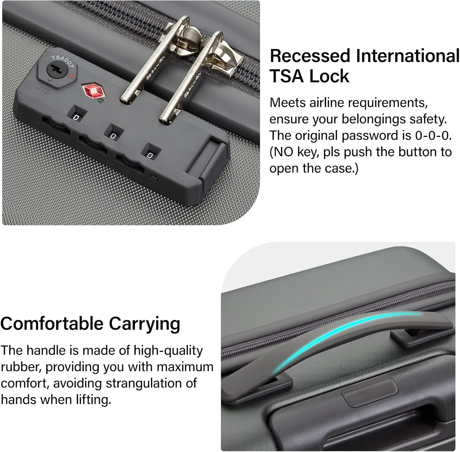 Hanke 24 Inch Checked Luggage with Spinner Wheels Hard Shell Suitcases Lightweight Travel TSA Luggage for Women Men Medium Suitcase(Graphite Grey)