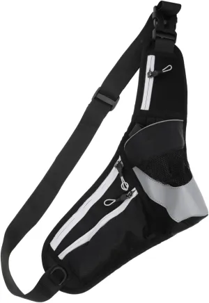 Happyyami Running Bum Bag Fashion Sports Waist Bag Single Shoulder Crossbody Bag Sturdy Nylon Interlayer Card Pocket Night Alert Glancing Strip Black