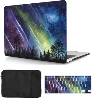 Hard Case Compatible with MacBook Pro 13 inch 2020 2019 2018 2017 2016 Release A1706 A1708 A1989 A2159 A2251 A2289 A2338, Color Printing Plastic Hard Shell Cover & Keyboard Cover & Bag, Aurora