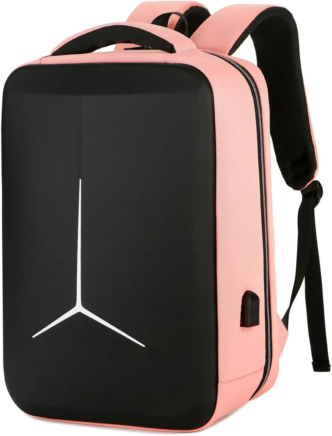 Hard Shell Business Backpack Travel Laptop backpack USB port backpack Daily laptop backpack Waterproof travel backpack (Pink)