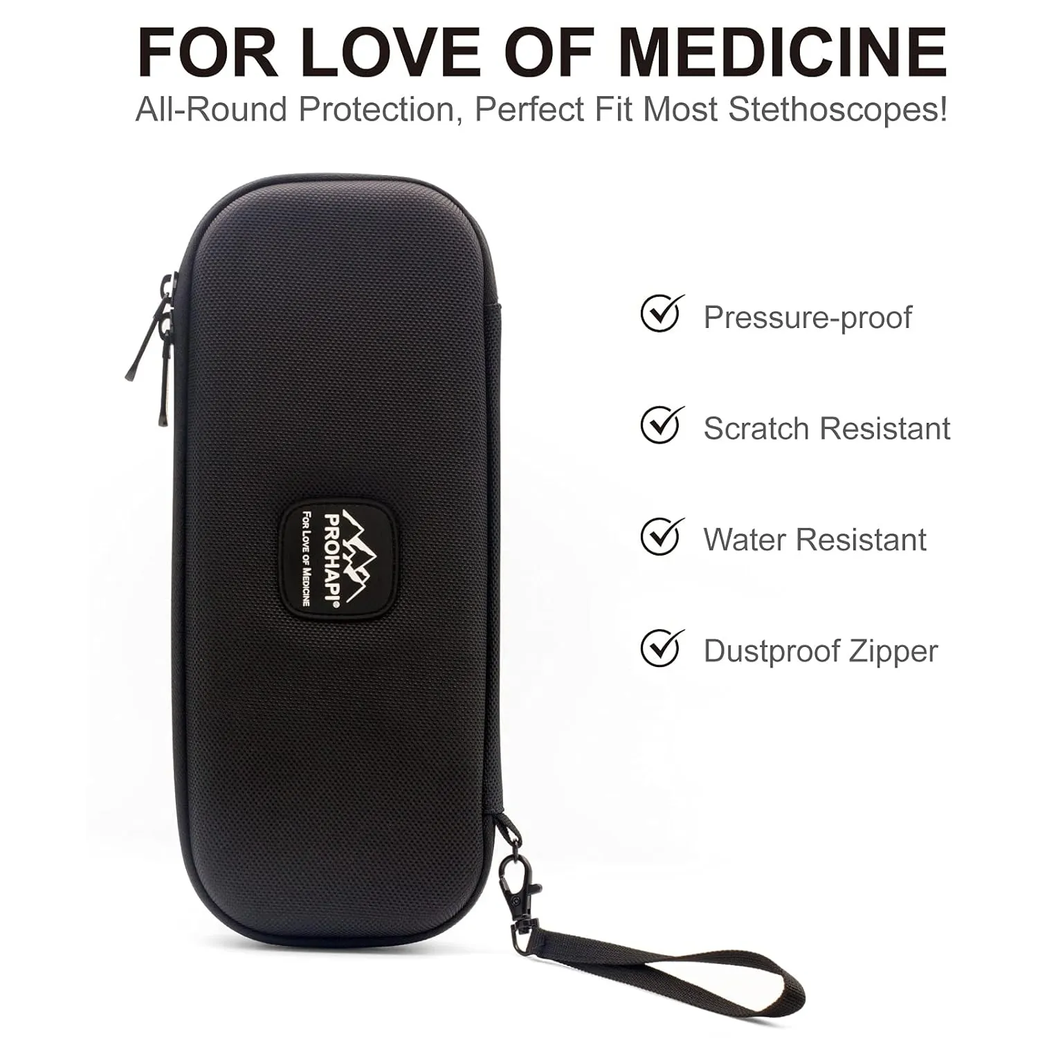 Hard Stethoscope Case, Lightweight Thin Stethoscope Holder Storage Pouch for Littmann Classic III, Lightweight II S.E, Cardiology IV, MDF Acoustica Deluxe Stethoscopes (Black)