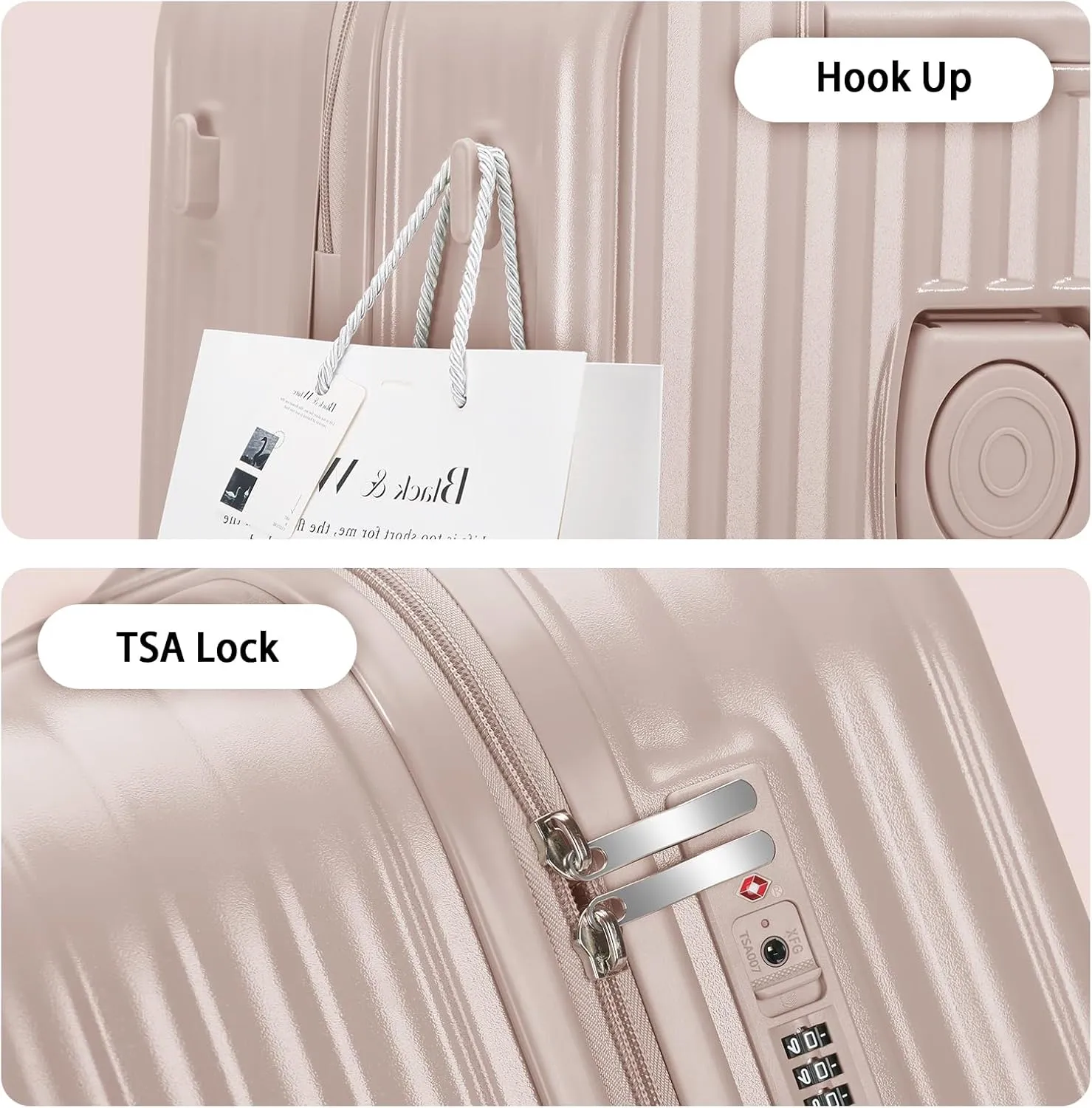 Hardside Carry On Luggage with Spinner Wheels and Built-in TSA Lock Durable Suitcase Rolling Luggage with USB Port cup holder Carry-On 20Inch (Pink)