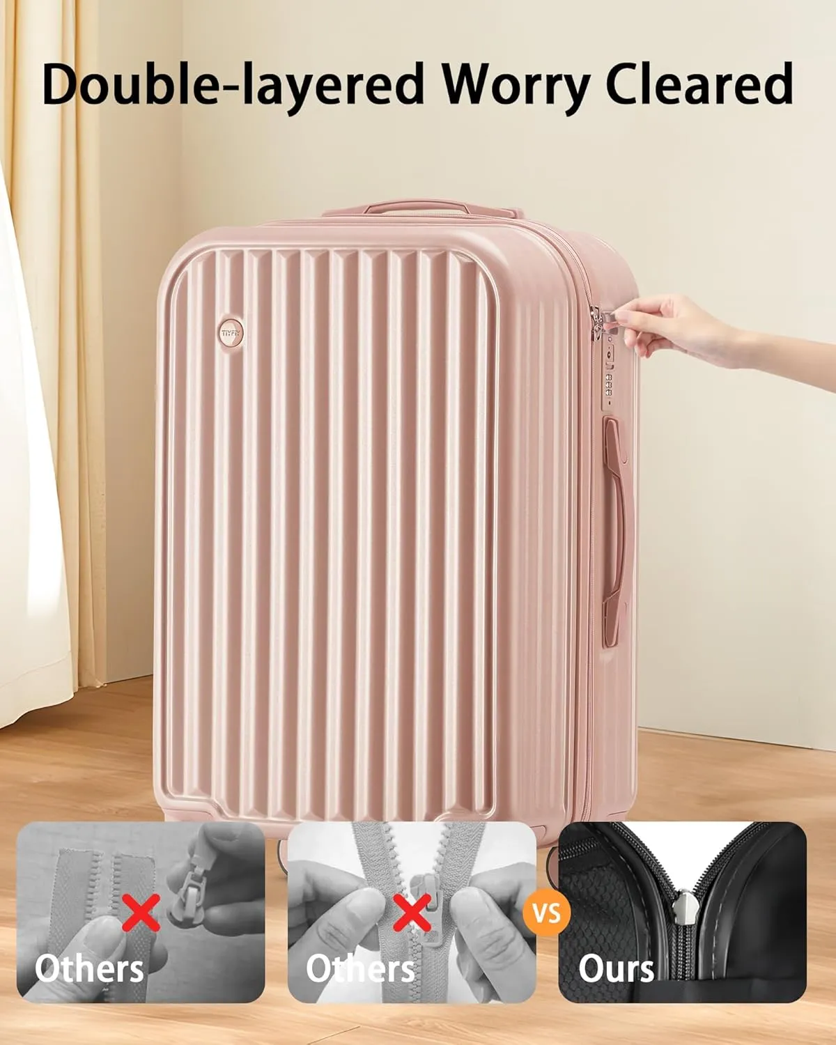 Hardside Carry On Luggage with Spinner Wheels and Built-in TSA Lock Durable Suitcase Rolling Luggage with USB Port cup holder Carry-On 20Inch (Pink)