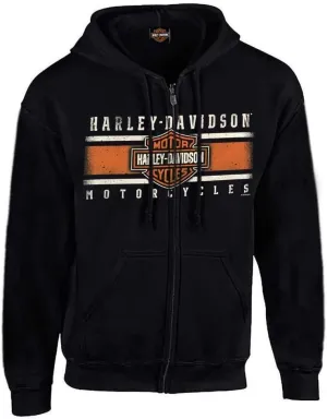 Harley-Davidson Men's Custom Iconic B&S Fleece Full-Zip Hoodie - Solid Black
