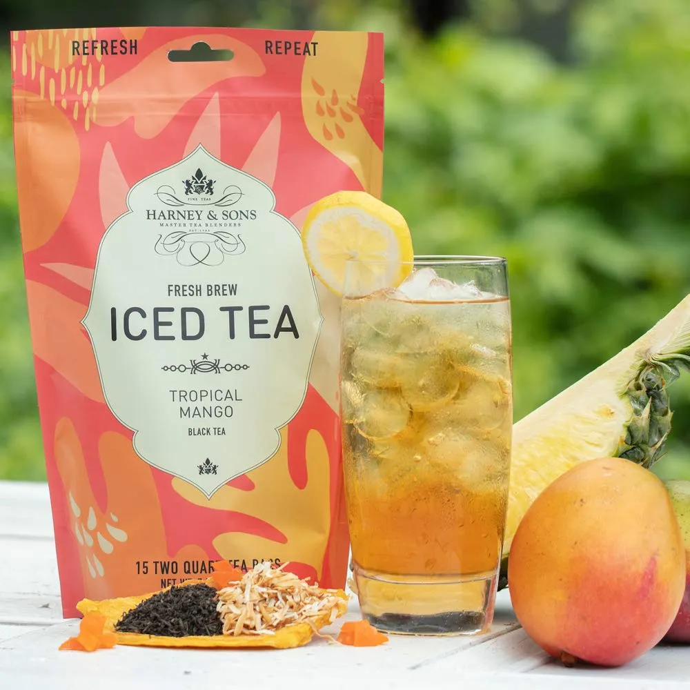 Harney & Sons Tropical Mango Fresh Brew Iced Tea Bags, 15 count