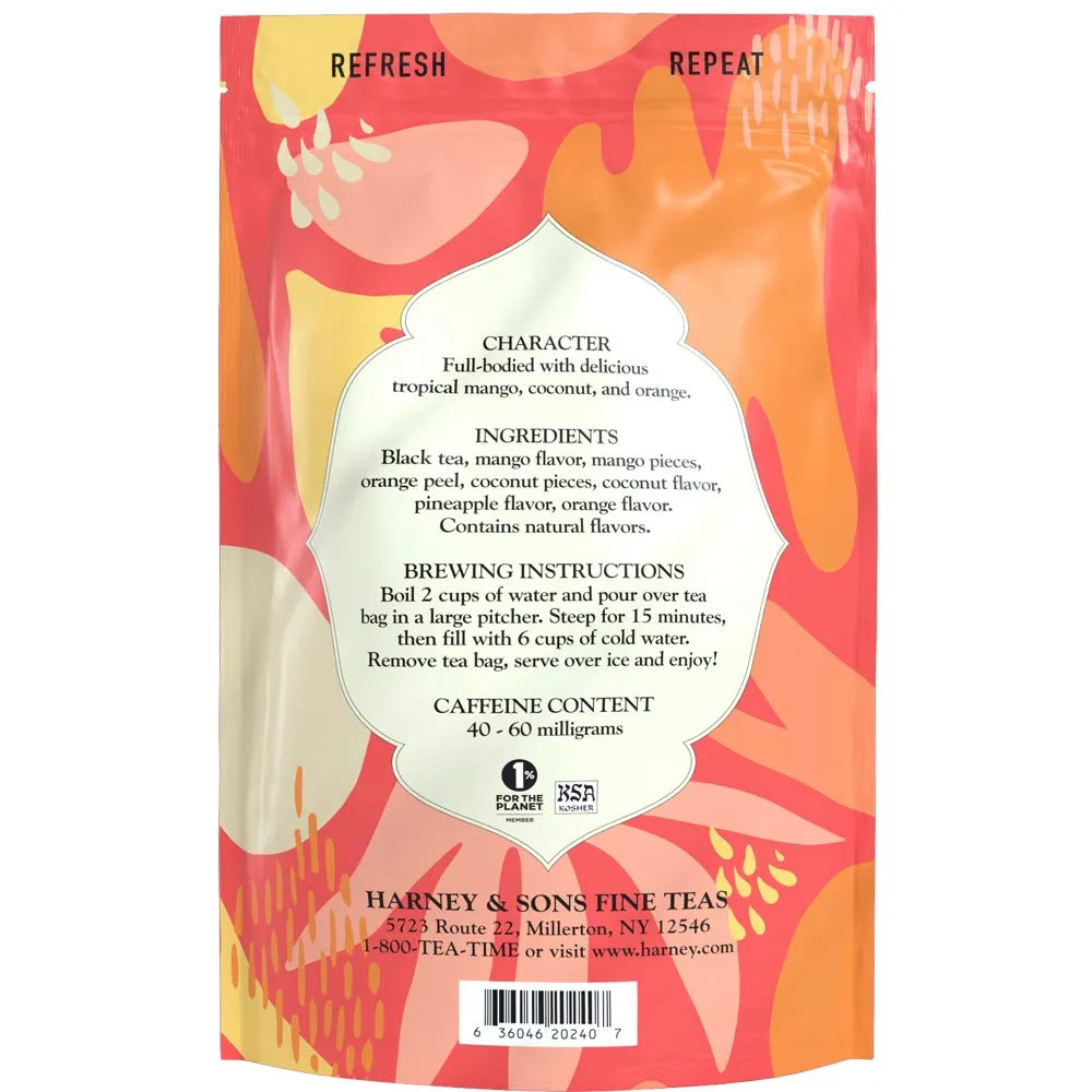 Harney & Sons Tropical Mango Fresh Brew Iced Tea Bags, 15 count