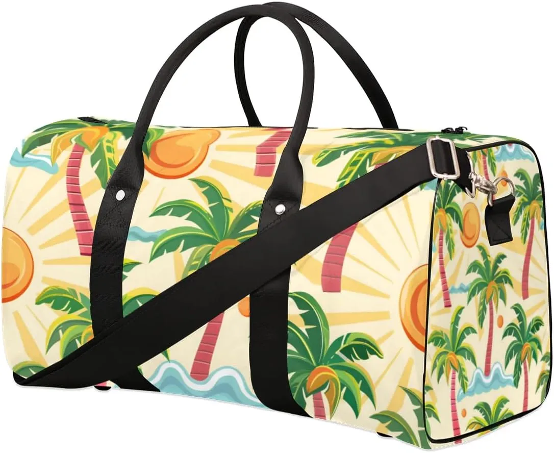 Hawaiian Coconut Sunshine Travel Duffel bag for Men Women Weekender Overnight Bag Gym Bag Carry On Luggage Bags for Yoga Workout Sports