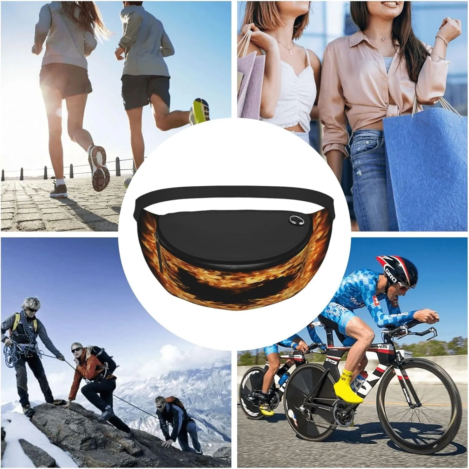 Heart Orange Fanny Pack, Crossbody Waist Packs for Women Men Waist Bags with Adjustable Strap for Travel Running Hiking Sport